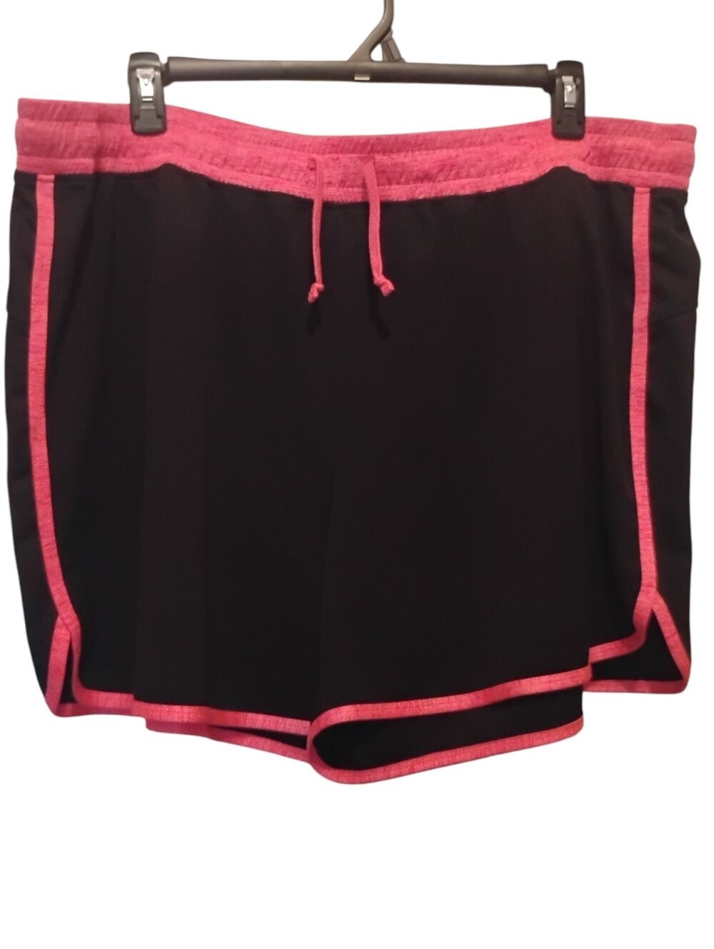 made for life Black Athletic Shorts with Pink Trim